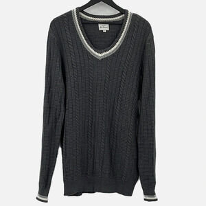 Ben Sherman Classic Varsity V Neck Sweater in Charcoal Heather - NWOT - Large
